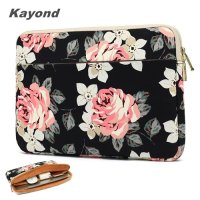 KAYOND Black Rose Patten Canvas 14" laptop case